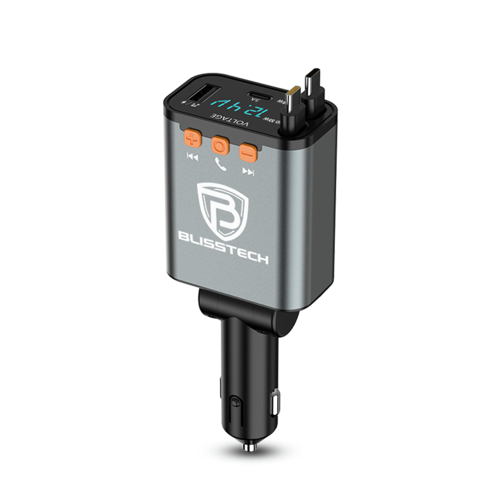 ที่ชาร์จในรถยนต์ BLISSTECH รุ่น BLUETOOTH-CL 36W FAST CHARGE สายชาร์จยืดหดได้ 80ซม. TYPE-C / LIGHTNING / USB-A / USB-C_0